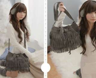 Korean Womens Fashion Tassel Fringe Handbag Shoulder Bag  