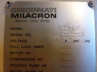 Cincinnati Milacron Desiccant Dryer CDD 100, 460 Volt, 1 Hp motor 