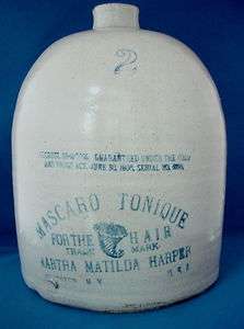 Gallon Stoneware Jug, Mascaro Tonique for the Hair, Rochester, New 