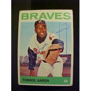 Tommie Aaron Milwaukee Braves #454 1964 Topps Autographed Baseball 