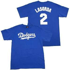 Tommy Lasorda Blue Name and Number T Shirt by Majestic