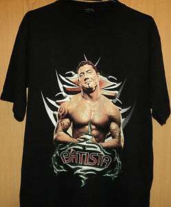 BEAT UP VINTAGE WWF WWE Batista The Animal 2 Two Sided T Shirt L 
