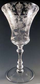 Cambridge Glass Rose Point Etched 3500 Crystal Water Goblet VTG 