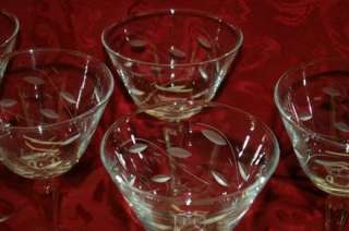 Beautiful Set Of 11 Fancy Etched Martini Glasses  