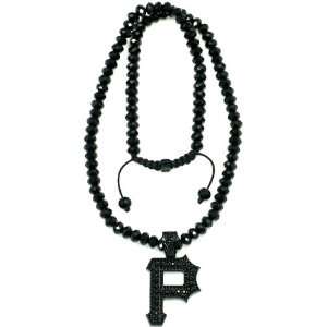 Wiz Khalifa Piece P Iced Out Pendant With 24 Inch Glass Bead Chain 