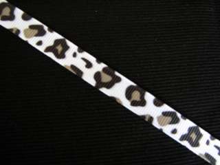 white black leopard animal Grosgrain Ribbon 50 Yds  