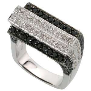 com 14K White Gold 7/16 (11mm) wide Fancy Ring, w/ 2.14 Carats White 