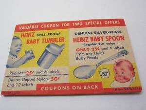 HEINZ 57 vintage PROMO coupon PAD Baby Spoon Tumbler EX  