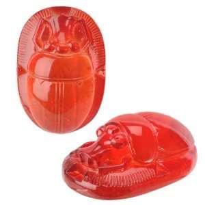  Egyptian Translucent Red Scarab Collectible Egypt Figure 