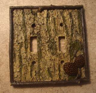 LODGE LOG CABIN DOUBLE LIGHT SWITCH PLATE COVER New  