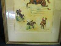 Listed J Rivet SIGNED Horse Jumping Print in Color Large No 521 Paris 