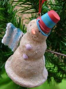 New Beach Towel Sand Snowman Bucket Shells Ornament  