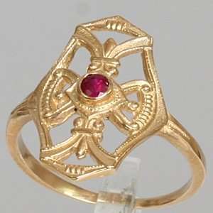   Estate Jewelry 14k Yellow Gold Ruby Vintage Reproduction Ring Jewelry