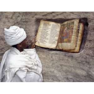  Priest of Ethiopian Orthodox Church Reads Old Bible at 