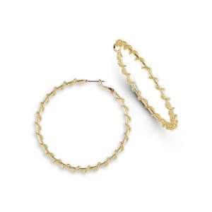    Polished Gold Tone Twist Extra Large Hoop Earrings Jewelry