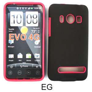   in 1 Cover Silicone for HTC EVO 4G Rubber Faceplate Case Black&Pink