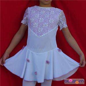White Velvet Ice Skating Dance Dress 8 10yrs GI034R  
