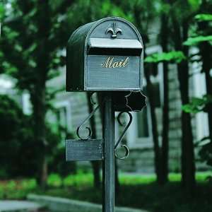 Classic Fleur de Lis Cast Aluminum Locking Mailbox and Post Set 