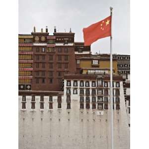  The Red Flag of China Flies in Front of the Potala Palace 
