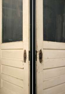   Antique Victorian Interior Pine Door Wavy Glass Lites 3 Raised Panels