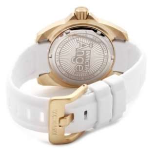 Invicta Womens 0484 Angel Collection 18k Gold Plated White Rubber 