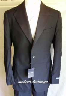   Mens Garrison Virgin Wool Tuxedo Suit 46 L $1550 Italy Black  
