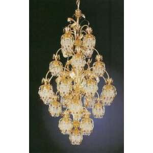   25 Light Large Foyer Chandelier in French Gold with Sapphire crystal