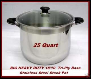 24qt HD 18/10 STAINLESS STEEL TRI PLY BASE STOCK POT  