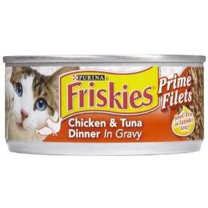 Friskies Prime Filets Canned Cat Food Chicken and Tuna Dinner In Gravy 