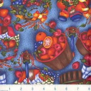  45 Wide Berry Delightful Fruit Baskets Blue Fabric By 