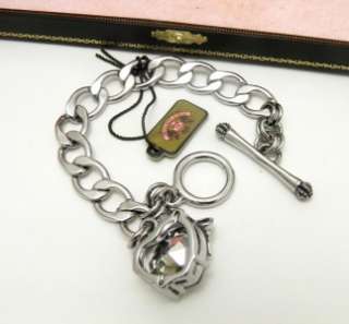 Auth Juicy Couture Silver Heart Banner Starter Charm Bracelet  