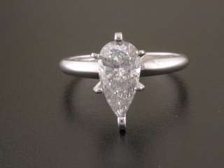 34 CT D SI PEAR CUT DIAMOND ENGAGEMENT RING 14K WHITE GOLD SOLITAIRE 