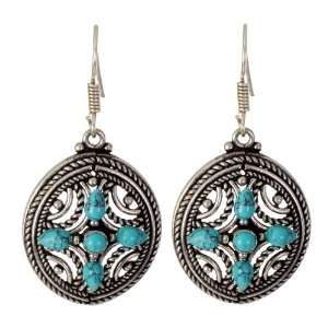 Antique German Silver Earrings with Turquoise   UMG