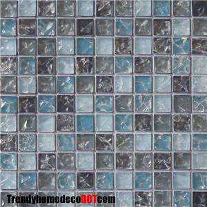   Matte Blue Crackle Glass Mosaic Tile Kitchen Backsplash Bath Wall Sink