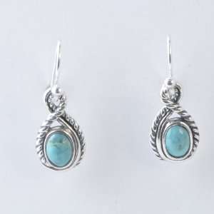  Barse Sterling Silver Turquoise Roped Dangle Earrings 