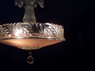   aRT DEco CEILING LIGHT CHANDELIER vintage lamp fixture glas  
