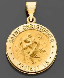 14k Gold Necklace, Saint Christopher Medal Pendant   Necklaces 