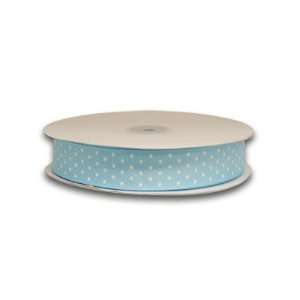 Grosgrain Ribbon Swiss Dot 5/8 inch 50 Yards, Baby Blue with White 