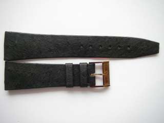 Eterna black leather ostrich watch band 22 mm + buckle  