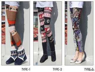 Nordic Pattern Wool Blend Thermal Knit Footless Leggings Tights