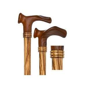   Walking Cane With Zebrano Wood Shaft and Wooden Collar Walking Cane