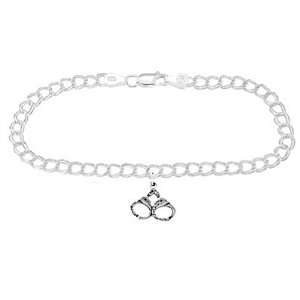    Silver Police Handcuffs on 4 Millimeter Charm Bracelet Jewelry
