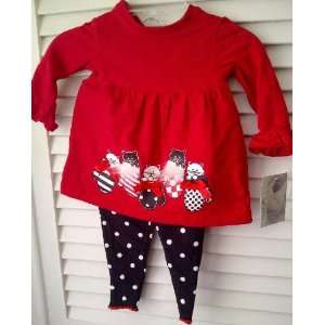  Flapdoodles Baby Girl Holiday 2pc Top & Bottom Set Sleigh 