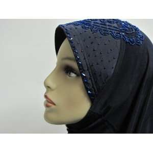  Formal Design Hijab Headscarf   Slip On 1 Pc Navy Blue 