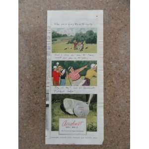 Acushnet Golf Balls,Vintage 40s print ad (men playing golf) Original 