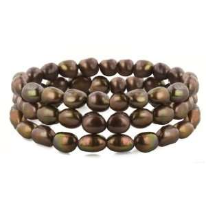 Honora Set of three 8 9mm Chocolate Baroque Freshwater Cultured Pearl 
