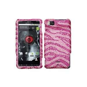   MB810 (Droid X) ,Zebra Skin (Pink/Hot Pink) Diamante Protector Cover