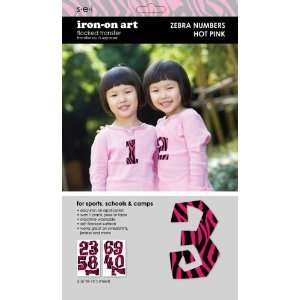  SEI 3 1/2 Inch Hot Pink Zebra Number Iron on Transfers, 2 
