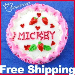 Q219 Lucite Flatback charm bead Pink Mickey Cake (3pcs)  
