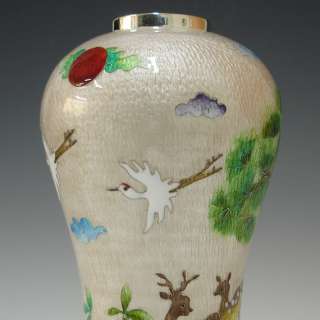 Fine Silver Enamel Cloisonne Oriental Small Deco Vase  